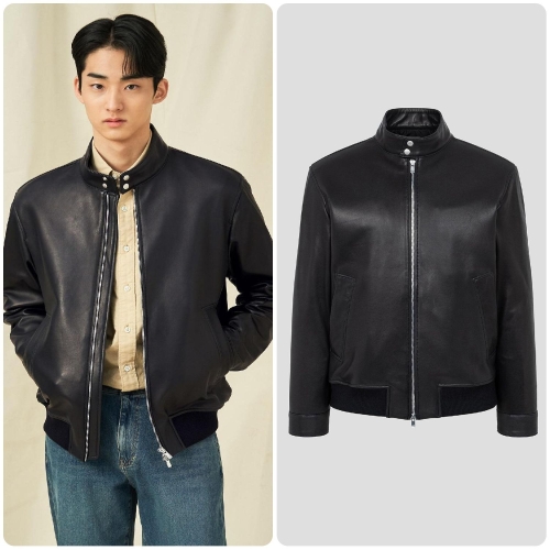 빈폴 멘 레더 해링턴 블랙_BC513ZC115