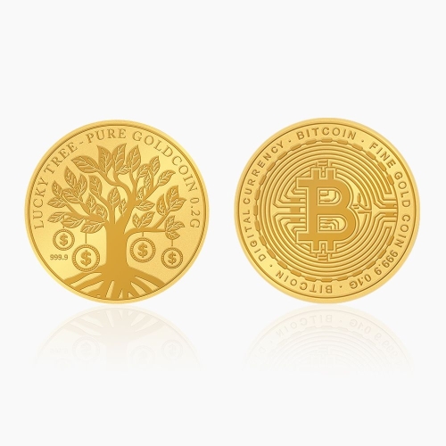 오운  부를 부르는 순금 코인 (행운나무,비트코인) 0.2g