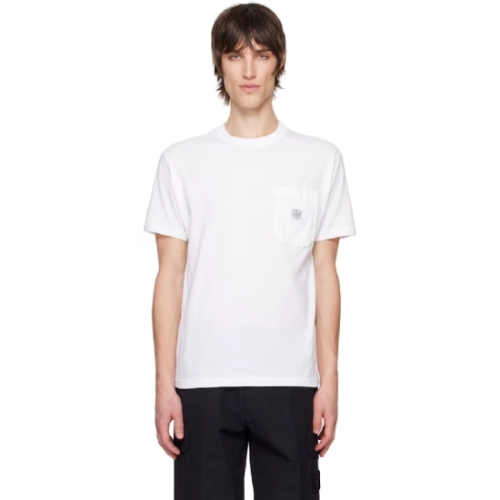 스톤아일랜드 화이트 피사토 디자인 티셔츠 251828M213007