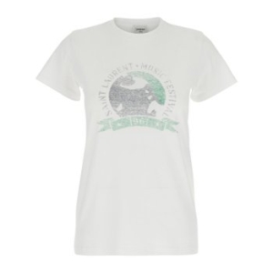 생로랑 코튼 그래픽 프린트 크루넥 티셔츠 817047 Y37YJ9010