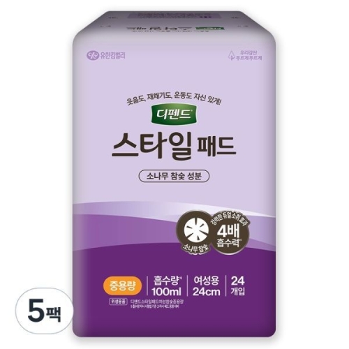 디펜드 스타일 패드 참숯 여성용 중용량 24개