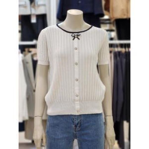 스위트숲 진주 단추 포인트 라운드 배색 니트 OA4SKT5 S14112550