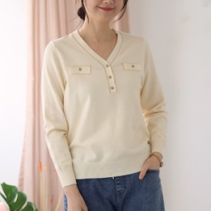 세라 펜던트 브이넥 니트 QKN107