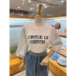 레코브 밑단시보리 자수 5부 티셔츠 LC31E4LT507X