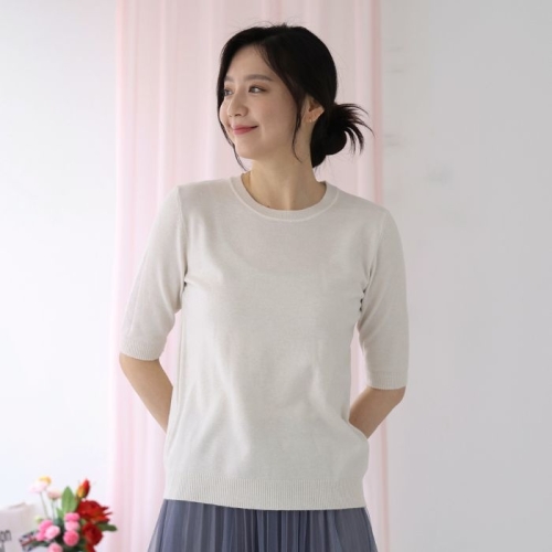 웬디즈갤러리 에브리나 라운드 5부 니트 QKN106