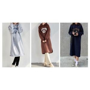 오노마 ONM 여성 클랜 루즈핏 기모 후드 롱 긴팔 캐주얼 원피스 11104225