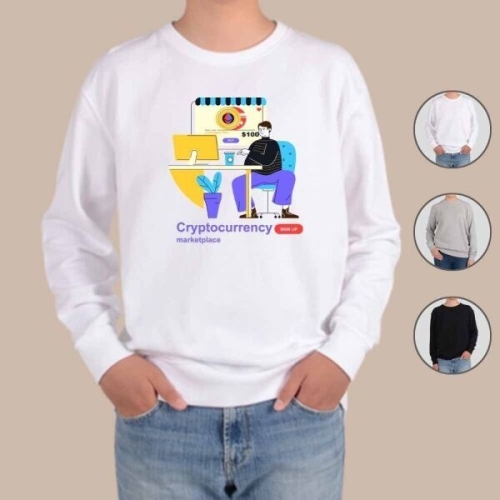 오너클랜 맨투맨 남여공용 무역 가상화폐 비트코인 알트코인 그림 BITCOIN1