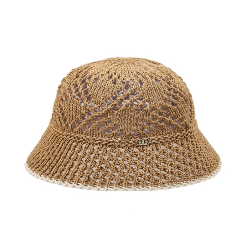 닥스레이디스 베이지 라탄 라인 배색 면혼방 버킷햇_DLHE5B203I2