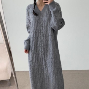 비스코스 여자 스웨터 V넥 77원피스 롱원피스 11458458