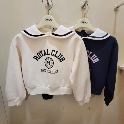 오후 25년 봄 신상. 초등 여아들에 신박한 세일러 빅카라 맨투맨 로얄 세일러 스웻 맨투맨OHMA25253 NAVY 130