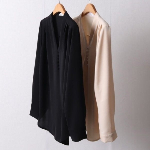 아이우먼 빅사이즈셔링블라우스 I105L501 브이넥단추블라우스 IR