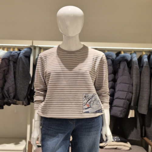 벨라디터치 스트라이프 아트 긴팔 티셔츠 V3F1TS25