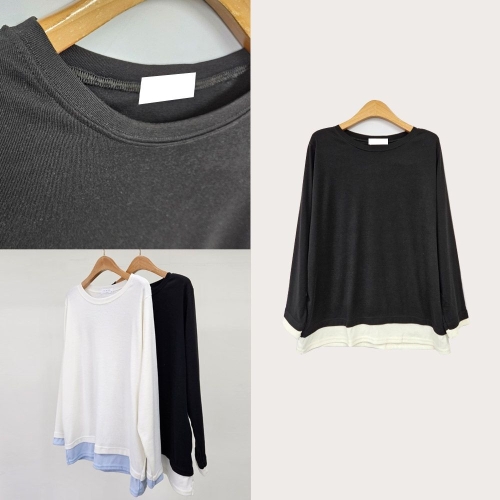 시드마켓 젤리망고배색루즈핏티 502T754S 빅사이즈 여성의류