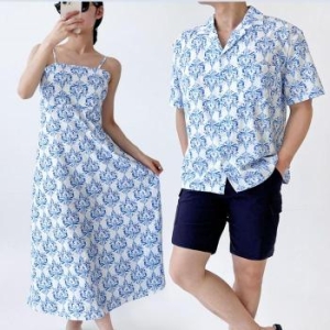 라일리 Rly 남자 화이트블루 여름 바캉스룩 비치웨어 셔츠 남방 30252580