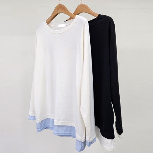 아이우먼 빅사이즈레이어드티 T754L502 프레이라운드밑배색티 ZY