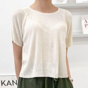 심플 여자 데일리 니트 반팔 클래식 여성 여름 베이직 WFGV8OC