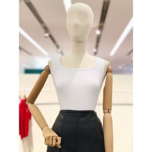 베이지 여성 스퀘어넥 니트 민소매 탑 PR7KT361