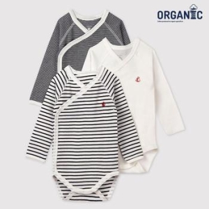 쁘띠바또 베이비 오가닉 스트라이프 롱슬리브 랩바디수트 3PACK NTY43NB11F_DN