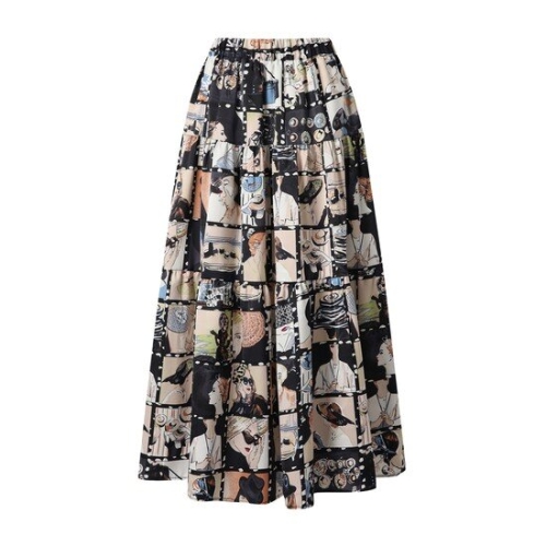 GGPX 여성 패턴 밴딩 롱 스커트 GPAWH003D