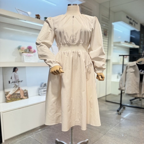 플라스틱아일랜드 여성 넥셔링 시보리밴딩 반집업 원피스 PR1WO263