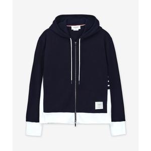 톰브라운 남성 엔지니어드 4 바 컬러블럭 클래식 집업 후드 네이비_MJT517A03037415