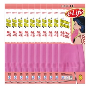 롯데  e-life 고무장갑 NEW 핑크 소 10개입