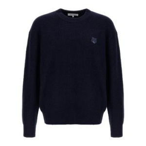 메종키츠네 남성 볼드 폭스 헤드 패치 컴포트 니트  잉크 블루_LM00818KT1093P476