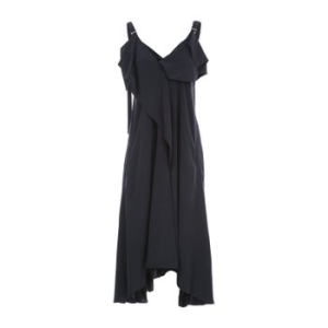 요지야마모토 어시메트릭 헴 러플 스파게티 스트랩 플레어 원피스 YND3250 1