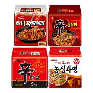 신라면 120g 5개 + 농심라면 124g 4개 + 신라면 볶음면 131g 4개 + 사천 짜파게티 137g 4개