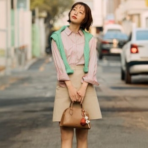 빈폴 리프 라운드 스몰 토트백 브릭_BE52D3M08C