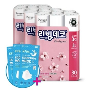 리빙 데코 30m (30롤)*3팩 + 윈디마스크 3매 세트