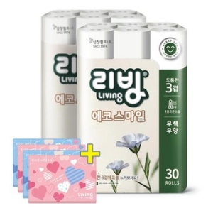 리빙 에코 스마일 22m (30롤)*2팩 + 여행용티슈 40매*4팩 세트