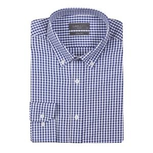란체티 스판소재 체크 버튼다운카라 블루 슬림핏 셔츠 LXS6110BL