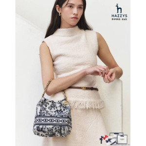 헤지스 뜨왈드주이 H.Toile 시그니처 H 뜨왈 자카드 체인 호보 숄더백S_HIBA5E671N3