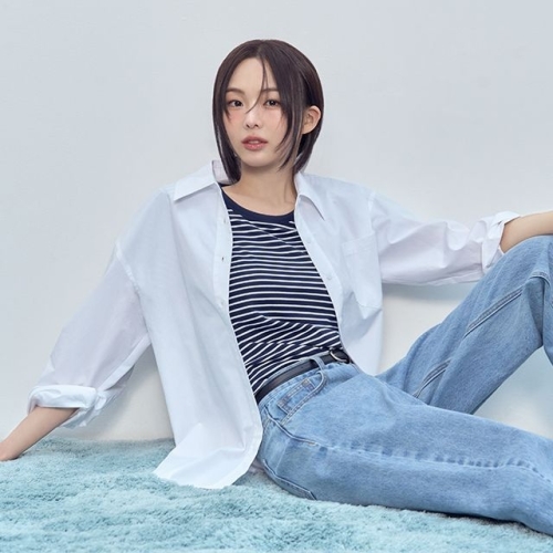 플라스틱아일랜드 여성 스트라이프 라운드넥 반팔티셔츠 PR7CH301