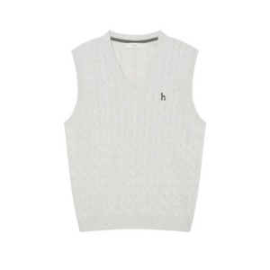 헤지스 남성 그레이 쿨코튼 케이블 니트 베스트_HZSW5B557G1