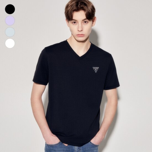게스 남성 에어로쿨 미니삼각 브이넥 반팔티셔츠_MP2K9490