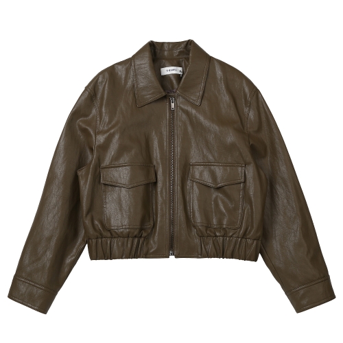 쉬즈미스 여성 밴딩 크롭 레더 자켓 SWWJPP12050