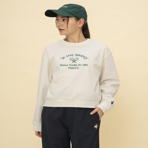 르꼬끄스포르티브 스포르티브 테니스 LCS 플룸 리브 크로스 크루넥 스웨터 여성용 LT4FSW41L
