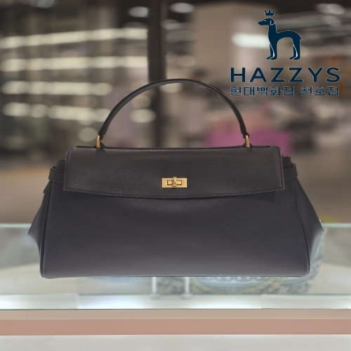 헤지스 아카이브H 클래식 블랙 레더 사첼백 L_HIBA5E188BK