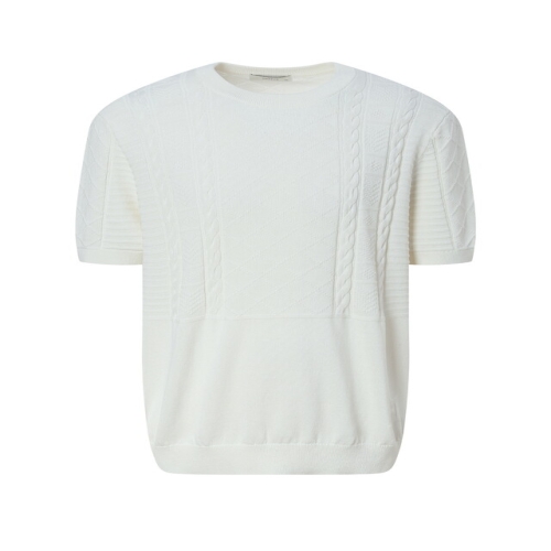 헤지스 남성 건지 아란 면 반팔 니트_HZSW5B702CR