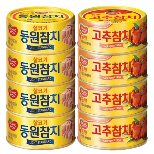 동원F&B  라이트 스탠다드 참치 100g 4개 + 고추 참치 100g 4개