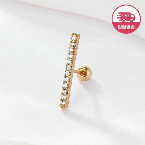 비앤비골드  14K 심플 베이직 큐빅 스틱 피어싱 L 한쪽 JAE40826