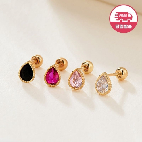 비앤비골드  14K 심플 그레인 물방울 큐빅 피어싱 한쪽 JAE40786