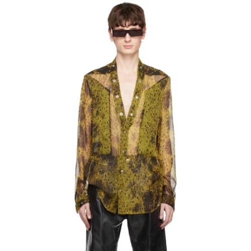 릭오웬스 옐로우 할리우드 래리 포그포켓 셔츠 251232M192007