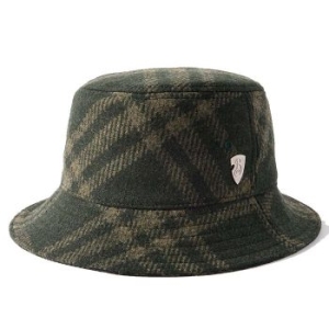 시그니처 로고 아플리케 체크 브러시드 울 코튼 이너 버킷햇 110782249