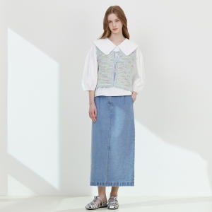 써스데이아일랜드 여성 트위드 니트 베스트 T252MVT135W