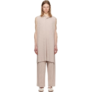 포맨 플리세 이세이 미야케 베이지 먼슬리 컬러 페브러리 헨리 셔츠 251729M21