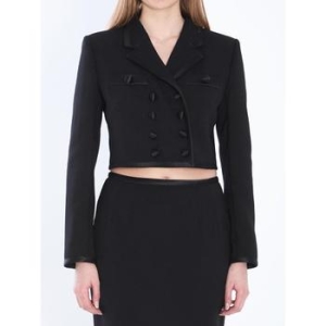 돌체앤가바나 SS25 CROPPED DOUBLE-BREASTED JACKET BLACK F27EHTFUBD2