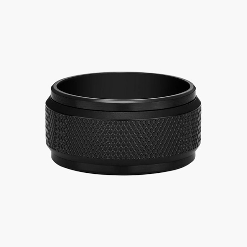 파슬  남성 녹스 스피너 블랙 스테인리스 스틸 밴드 링 JF04824001 Black